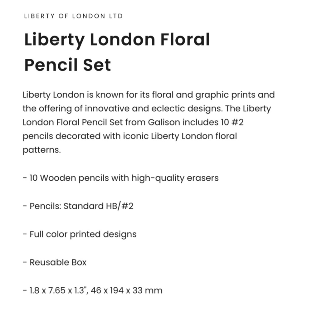 Liberty London Set of 10 Pencils - Picture 7 of 7